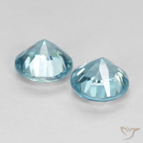 Gemas de Circón Azul claro natural de 1.10 ct, Redondo, VS