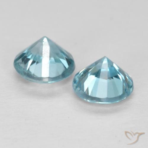 Gemas de Circón Azul verdoso natural de 0.85 ct, Redondo, VS