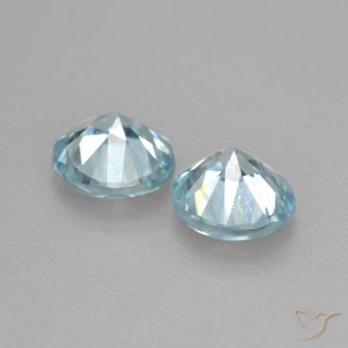Gemas de Circón Azul claro natural de 1.00 ct, Redondo, VS
