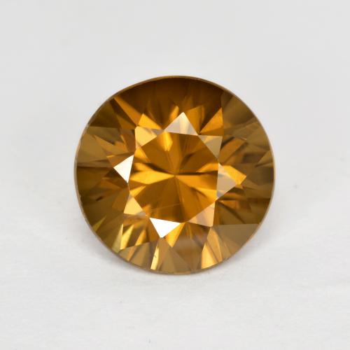 Circón dorado natural de 2,62 ct, corte redondo, VS