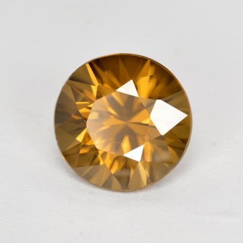 Circón dorado natural de 2,62 ct, corte redondo, VS