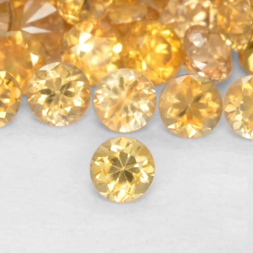 Gemas de circón dorado natural de 0,21 ct, corte redondo, VS