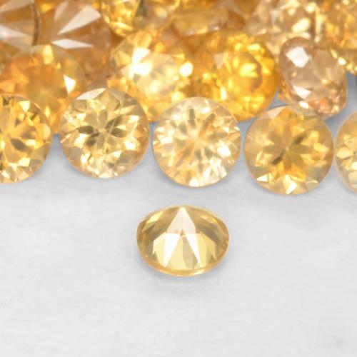 Gemas de circón dorado natural de 0,21 ct, corte redondo, VS
