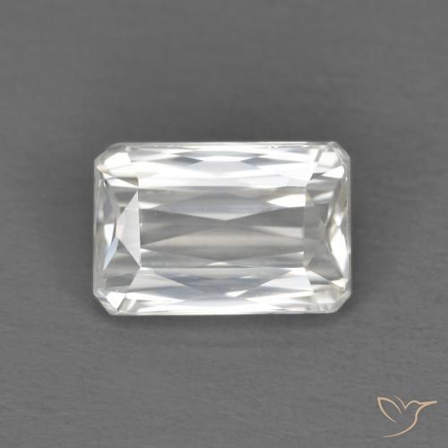 1.38ct Natural Blanco Circón, corte esmeralda, VVS-VS