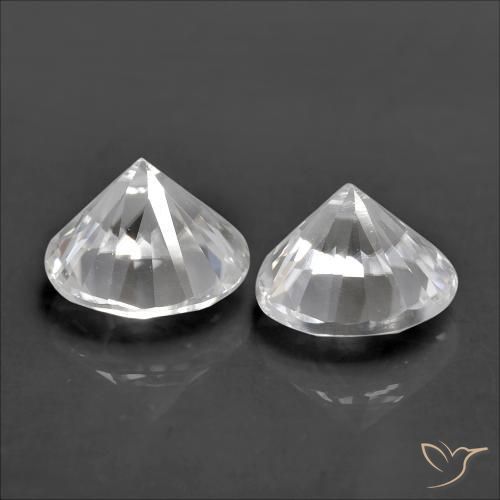 Gemas de Circón Blanco natural de 2.44 ct, Redondo, VVS