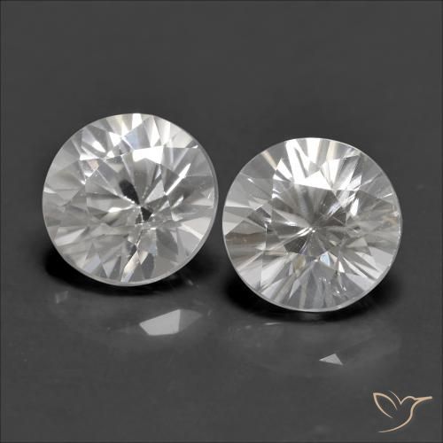 Gemas de Circón Blanco natural de 2.47 ct, Redondo, VVS-VS