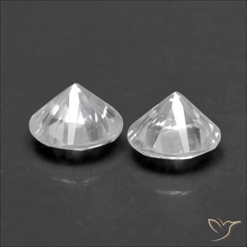 Gemas de Circón Blanco natural de 1.31 ct, Redondo, VS