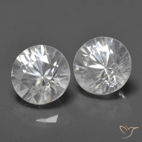Gemas de Circón Blanco natural de 1.58 ct, Redondo, VVS-VS