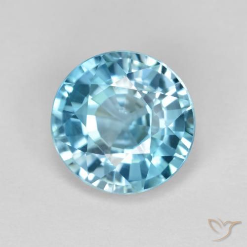 3.57ct Natural Azul cian Circón, Redondo, VVS