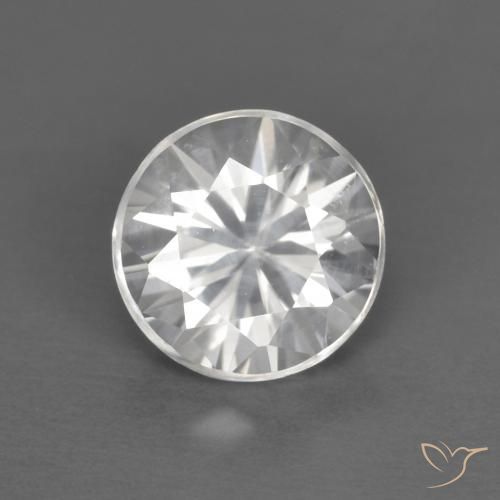 1.24ct Natural Blanco Circón, Redondo, VVS