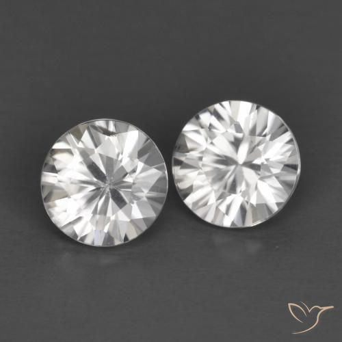 Gemas de Circón Blanco natural de 1.36 ct, Redondo, VS