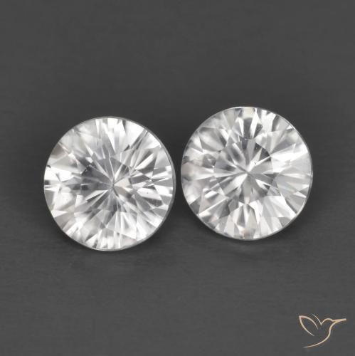 Gemas de Circón Blanco natural de 1.34 ct, Redondo, VS