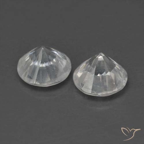 Gemas de Circón Blanco natural de 1.39 ct, Redondo, VS