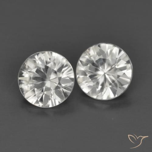 Gemas de Circón Blanco natural de 1.29 ct, Redondo, VS