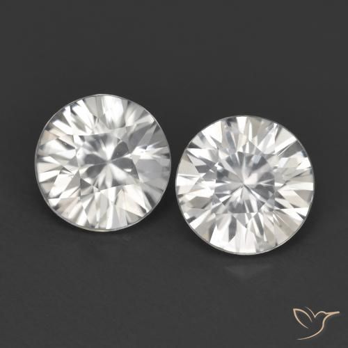 2.38ctw Natural Blanco Circón, Redondo, VVS