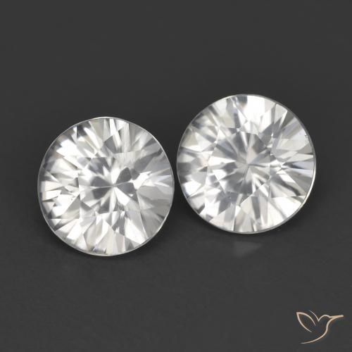 Gemas de Circón Blanco natural de 2.38 ct, Redondo, VVS