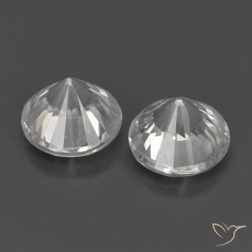 Gemas de Circón Blanco natural de 1.43 ct, Redondo, VVS-VS