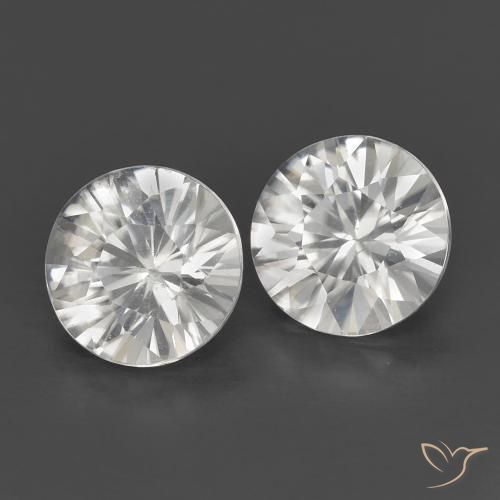 Gemas de Circón Blanco natural de 1.31 ct, Redondo, VS