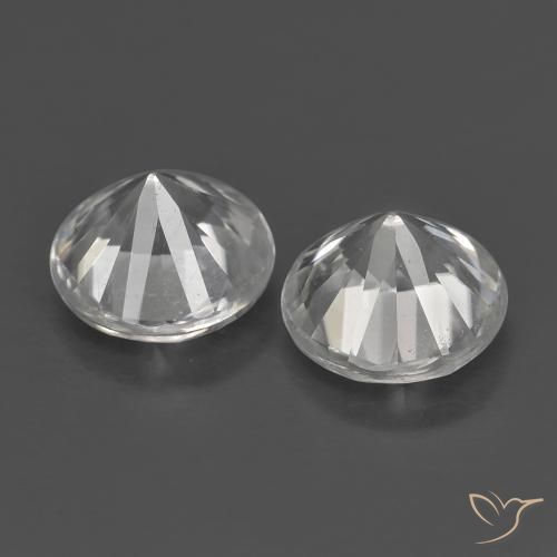 Gemas de Circón Blanco natural de 1.47 ct, Redondo, VS