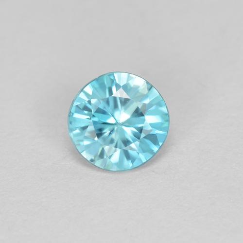 Circón azul natural de 0,58 ct, corte redondo, VS