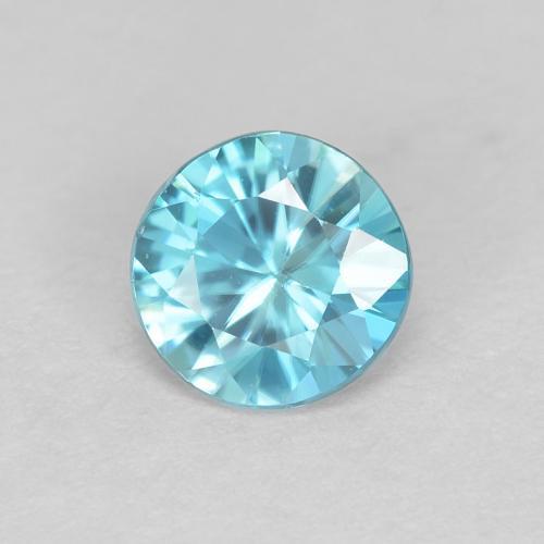 Circón azul natural de 0,58 ct, corte redondo, VS