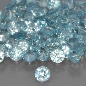 Gemas de circón azul natural de 0,47 ct, corte redondo, VVS-VS