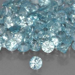 Gemas de circón azul natural de 0,47 ct, corte redondo, VVS-VS