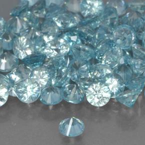 Gemas de circón azul natural de 0,47 ct, corte redondo, VVS-VS