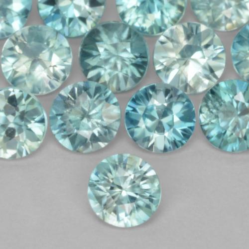 Gemas de circón azul natural de 0,49 ct, corte redondo, VS