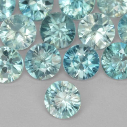 Gemas de circón azul natural de 0,49 ct, corte redondo, VS