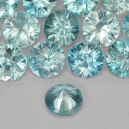 Gemas de circón azul natural de 0,49 ct, corte redondo, VS