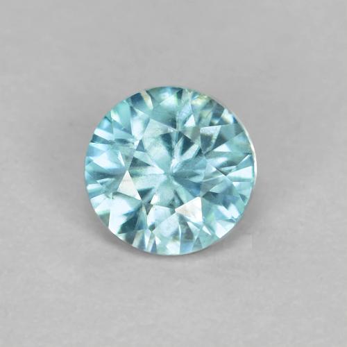 Circón azul natural de 0,52 ct, corte redondo, VS
