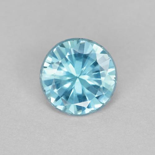 Circón azul natural de 0,53 ct, corte redondo, VS