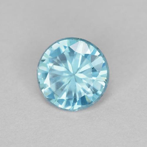 Circón azul natural de 0,53 ct, corte redondo, VS