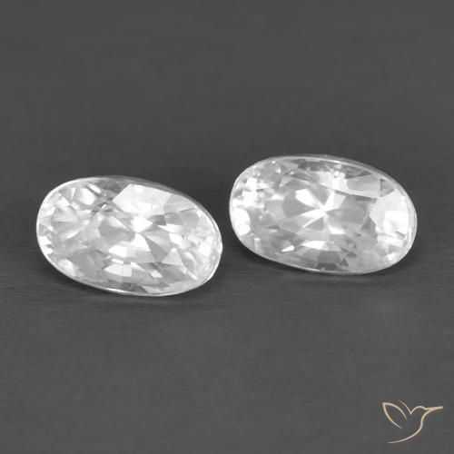 Gemas de Circón Blanco natural de 0.97 ct, Ovalada, VVS-VS