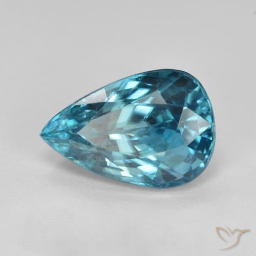 7.47ct Natural Azul plateado intenso Circón, En forma de pera, VVS-VS