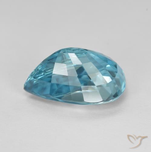 Circón Azul plateado intenso natural de 7.47 ct, En forma de pera, VVS-VS