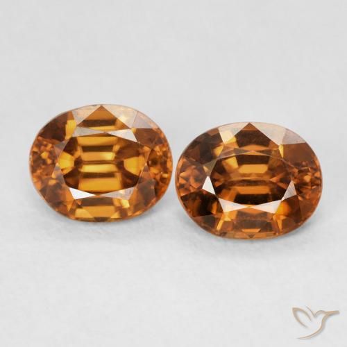 Gemas de Circón Medium Dark-Orange natural de 2.03 ct, Ovalada, VVS