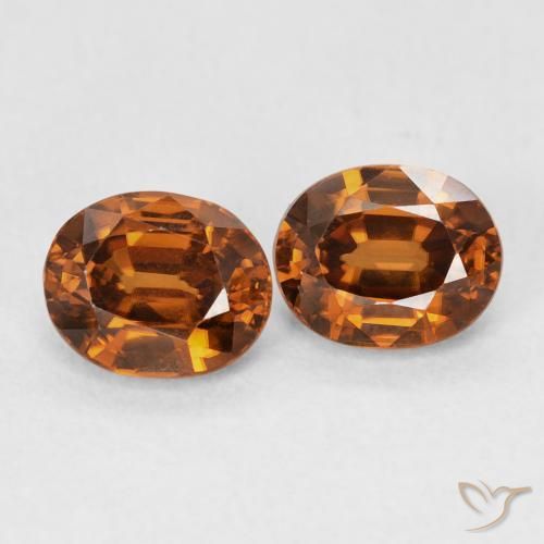 Gemas de Circón Medium Dark-Orange natural de 2.14 ct, Ovalada, VVS