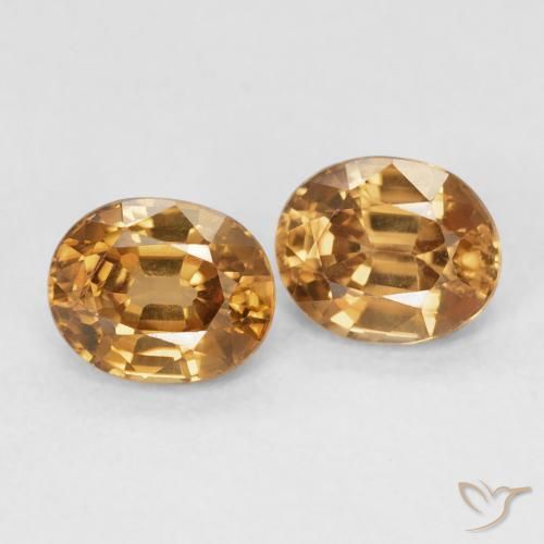 Gemas de Circón Naranja oscuro natural de 1.99 ct, Ovalada, VVS