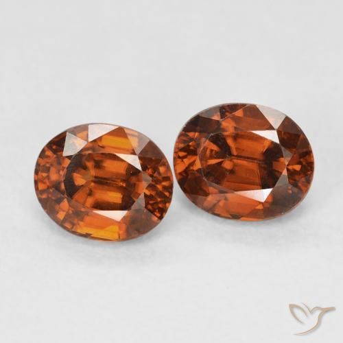 Gemas de Circón Naranja oscuro natural de 2.16 ct, Ovalada, VVS