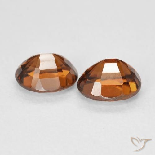 Gemas de Circón Naranja oscuro natural de 2.16 ct, Ovalada, VVS