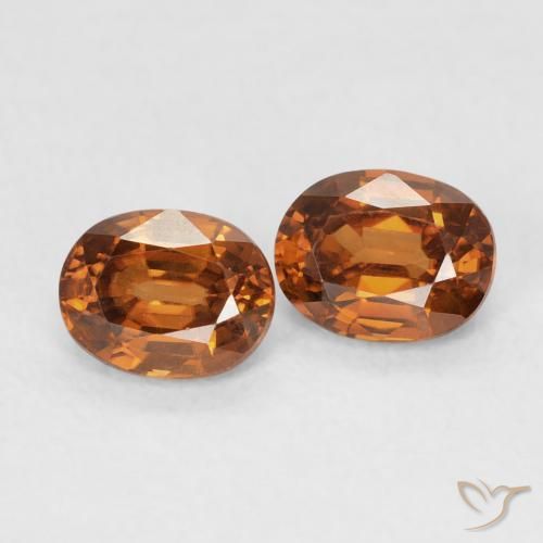 Gemas de Circón Naranja oscuro natural de 1.22 ct, Ovalada, VVS-VS