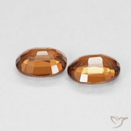 Gemas de Circón Naranja oscuro natural de 1.22 ct, Ovalada, VVS-VS
