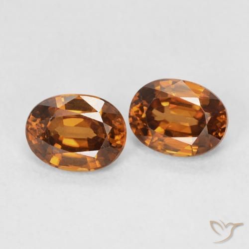 Gemas de Circón Medium Dark-Orange natural de 1.19 ct, Ovalada, VVS-VS