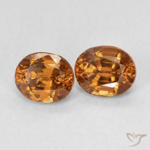 Gemas de Circón Medium Dark-Orange natural de 2.22 ct, Ovalada, VS