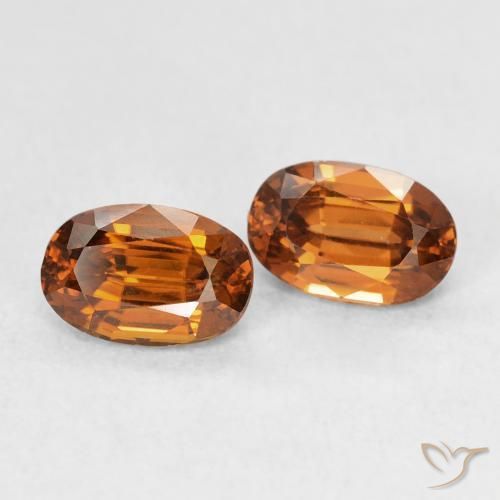 Gemas de Circón Medium Dark-Orange natural de 1.64 ct, Ovalada, VVS-VS