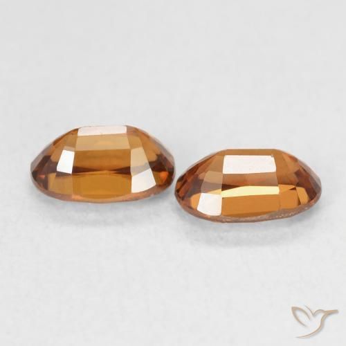 Gemas de Circón Medium Dark-Orange natural de 1.64 ct, Ovalada, VVS-VS