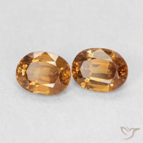 Gemas de Circón Naranja oscuro natural de 1.14 ct, Ovalada, VVS-VS