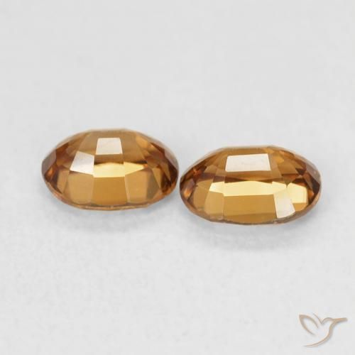 Gemas de Circón Naranja oscuro natural de 1.14 ct, Ovalada, VVS-VS